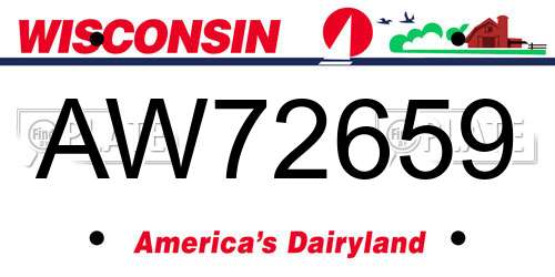 AW72659 Wisconsin License Plate