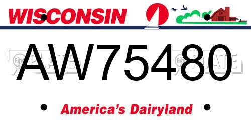 AW75480 Wisconsin License Plate