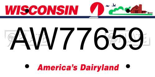 AW77659 Wisconsin License Plate