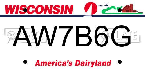 AW7B6G Wisconsin License Plate