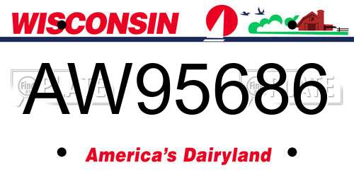 AW95686 Wisconsin License Plate