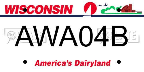 AWA04B Wisconsin License Plate