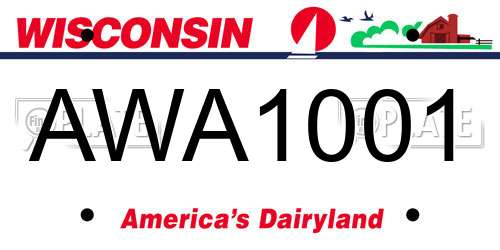 AWA1001 Wisconsin License Plate