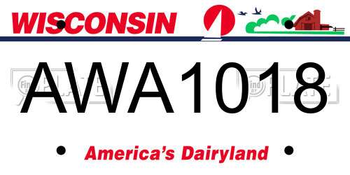 AWA1018 Wisconsin License Plate