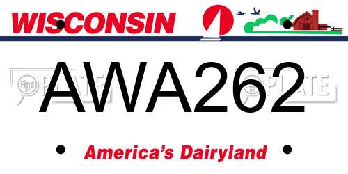 AWA262 Wisconsin License Plate