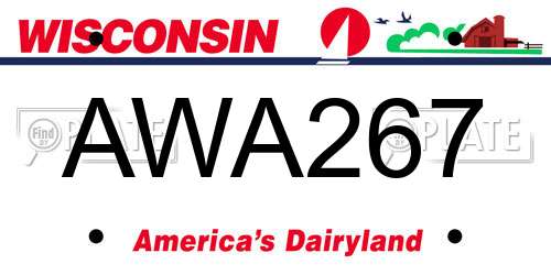 AWA267 Wisconsin License Plate
