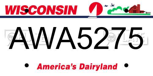 AWA5275 Wisconsin License Plate