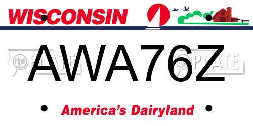 AWA76Z Wisconsin License Plate