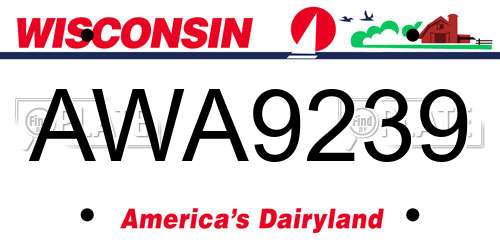AWA9239 Wisconsin License Plate