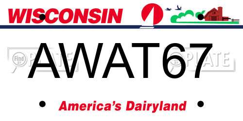 AWAT67 Wisconsin License Plate