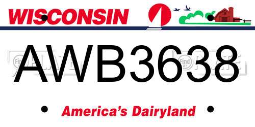 AWB3638 Wisconsin License Plate