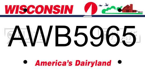 AWB5965 Wisconsin License Plate