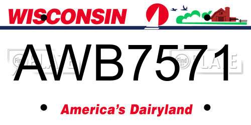 AWB7571 Wisconsin License Plate