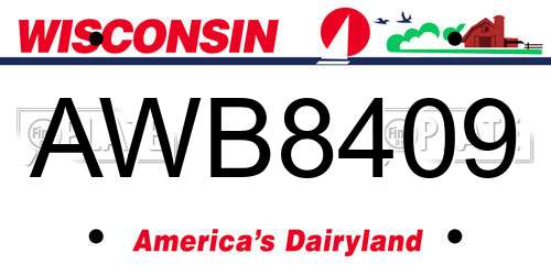AWB8409 Wisconsin License Plate