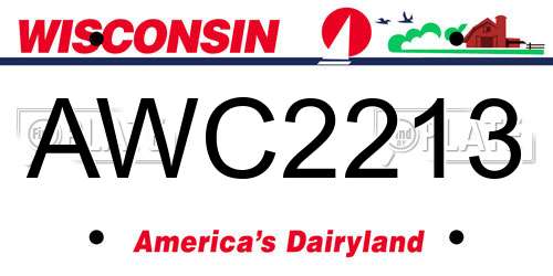 AWC2213 Wisconsin License Plate