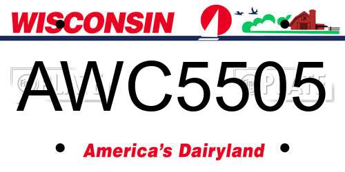 AWC5505 Wisconsin License Plate