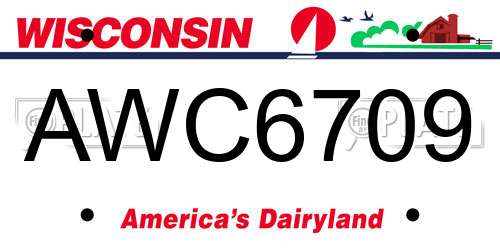 AWC6709 Wisconsin License Plate