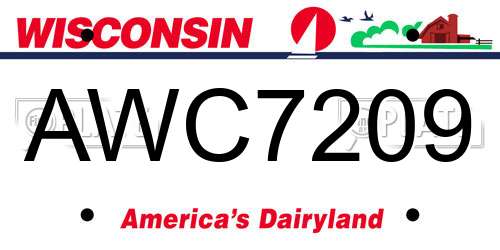 AWC7209 Wisconsin License Plate