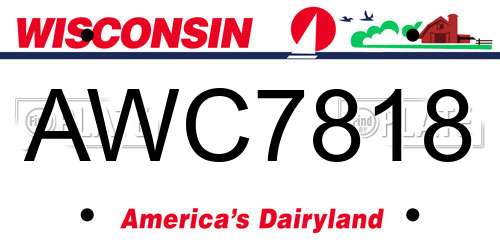 AWC7818 Wisconsin License Plate