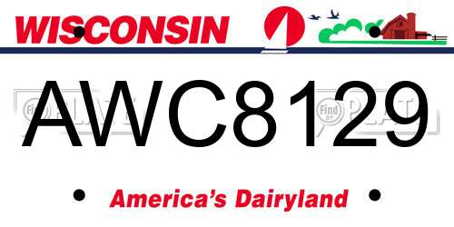 AWC8129 Wisconsin License Plate