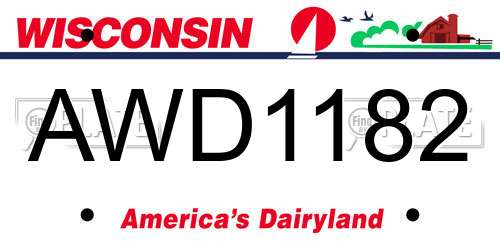 AWD1182 Wisconsin License Plate