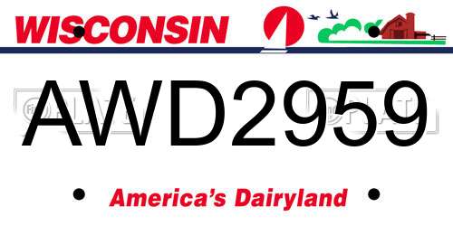 AWD2959 Wisconsin License Plate