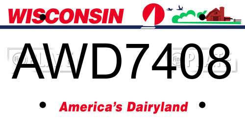 AWD7408 Wisconsin License Plate
