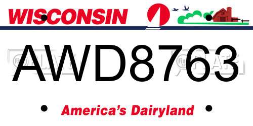 AWD8763 Wisconsin License Plate