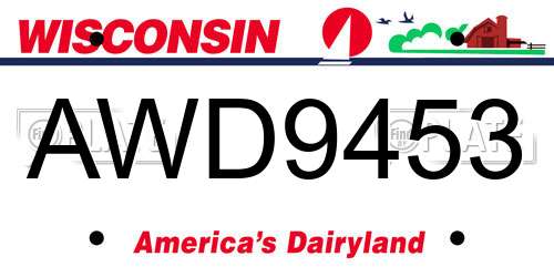 AWD9453 Wisconsin License Plate