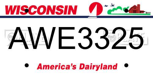 AWE3325 Wisconsin License Plate
