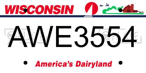 AWE3554 Wisconsin License Plate