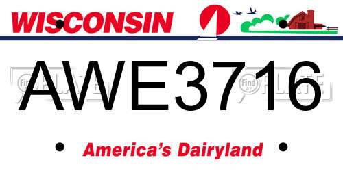 AWE3716 Wisconsin License Plate