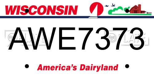 AWE7373 Wisconsin License Plate