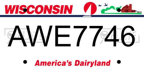 AWE7746 Wisconsin License Plate