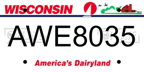 AWE8035 Wisconsin License Plate