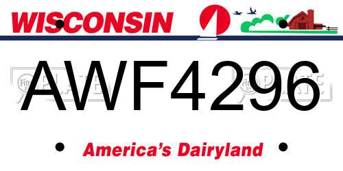 AWF4296 Wisconsin License Plate