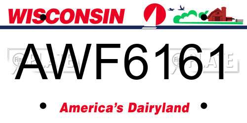 AWF6161 Wisconsin License Plate