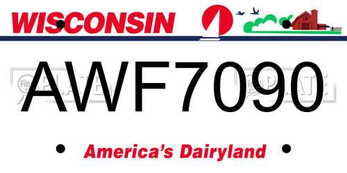 AWF7090 Wisconsin License Plate