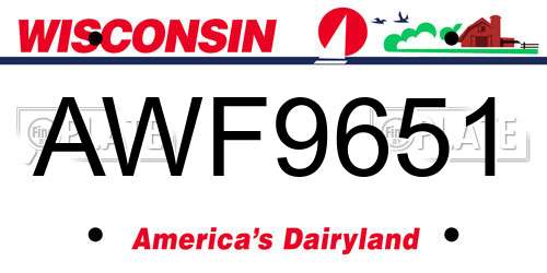 AWF9651 Wisconsin License Plate