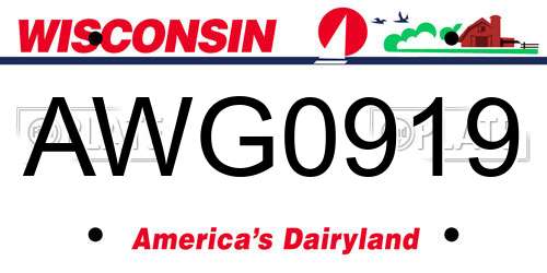 AWG0919 Wisconsin License Plate