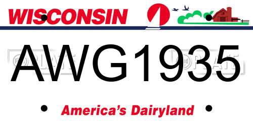 AWG1935 Wisconsin License Plate