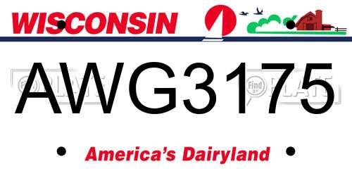 AWG3175 Wisconsin License Plate