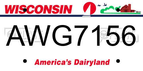 AWG7156 Wisconsin License Plate