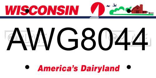 AWG8044 Wisconsin License Plate