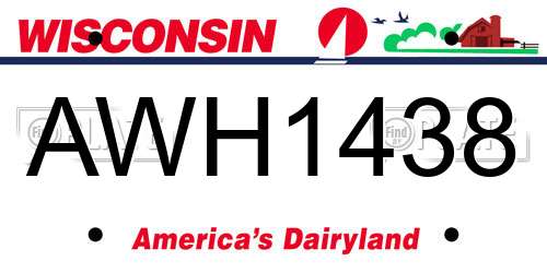 AWH1438 Wisconsin License Plate