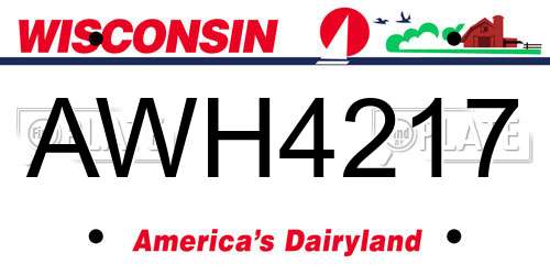 AWH4217 Wisconsin License Plate