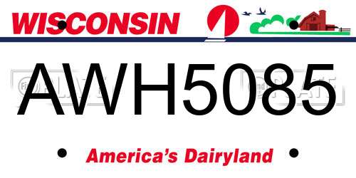 AWH5085 Wisconsin License Plate