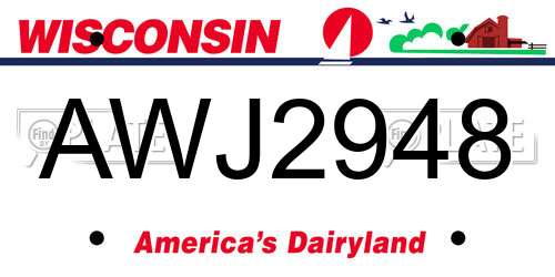 AWJ2948 Wisconsin License Plate