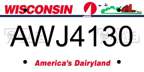 AWJ4130 Wisconsin License Plate