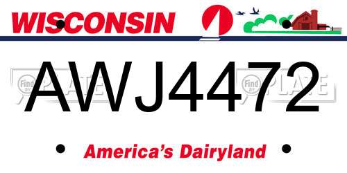 AWJ4472 Wisconsin License Plate